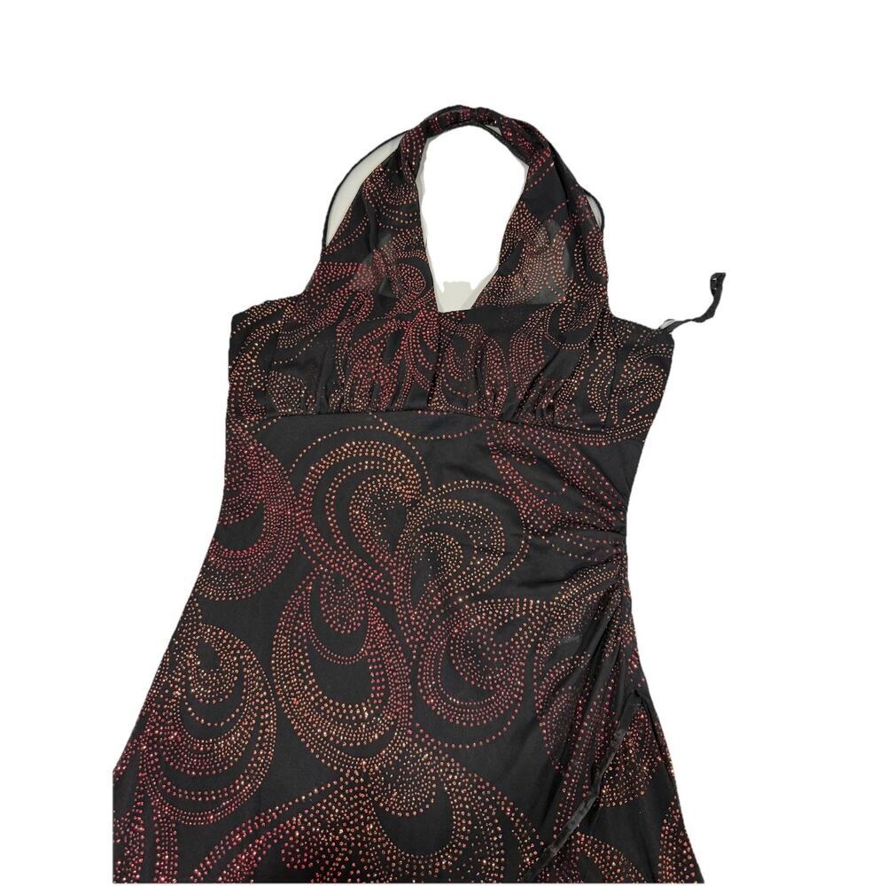 Taboo Black Red Glitter Halter Dress Gown Whimsigoth Y2K Dark Fairycore Size L - Picture 7 of 8